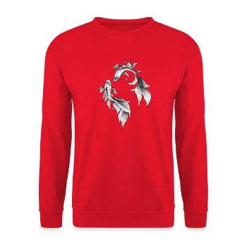 Üppiger Goldfisch Yin Yang - Unisex Pullover - Rot - Vorne - Alina (178cm) & Michal (187cm)