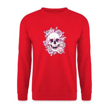 Vivid Skull and Rose Art Design - Unisex Sweatshirt - red - Front - Alina (178cm) & Michal (187cm)