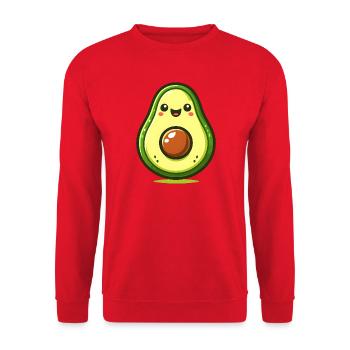 Cadeau mignon d’amoureux des fruits Kawaii Happy Avocado - Sweat-shirt Unisexe - rouge - Devant - Alina (178cm) & Michal (187cm)