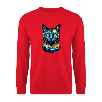 Cat - Unisex Sweatshirt - red - Front - Alina (178cm) & Michal (187cm)
