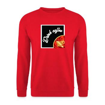 Kaffee des Tages - Unisex Pullover - Rot - Vorne - Alina (178cm) & Michal (187cm)