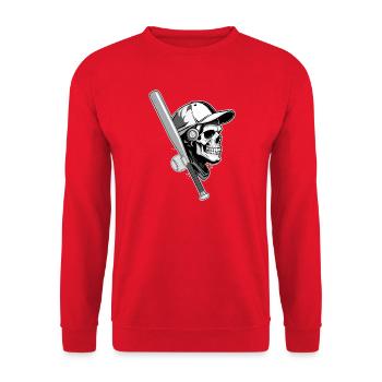 BASEBALL-HACKFLEISCH - Unisex Pullover - Rot - Vorne - Alina (178cm) & Michal (187cm)