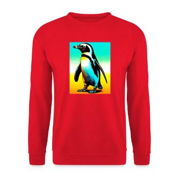 penguin - Unisex Sweatshirt - red - Front - Alina (178cm) & Michal (187cm)