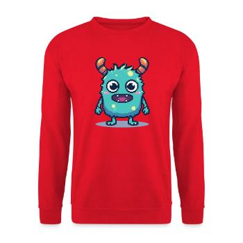 8-Bit Cute Pixel Monster Retro 90s Style - Unisex Sweatshirt - red - Front - Alina (178cm) & Michal (187cm)
