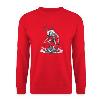 Wendigo Eisgeist Hirsch Skelett - Unisex Pullover - Rot - Vorne - Alina (178cm) & Michal (187cm)