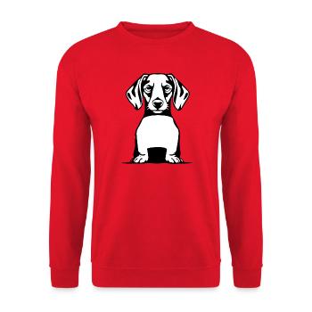 Dachshund T-shirt Geschenkidee - Unisex Pullover - Rot - Vorne - Alina (178cm) & Michal (187cm)