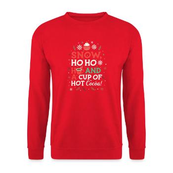 Weihnachtswarme Kakao Ho Ho Ho - Unisex Pullover - Rot - Vorne - Alina (178cm) & Michal (187cm)