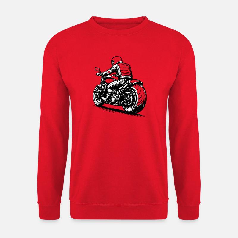 Biker illustration on motorcycle - Unisex Sweatshirt - red