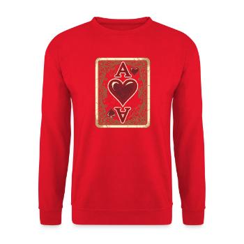 Jeu de cartes As de Cœur Costume Carnaval Carnaval - Sweat-shirt Unisexe - rouge - Devant - Alina (178cm) & Michal (187cm)
