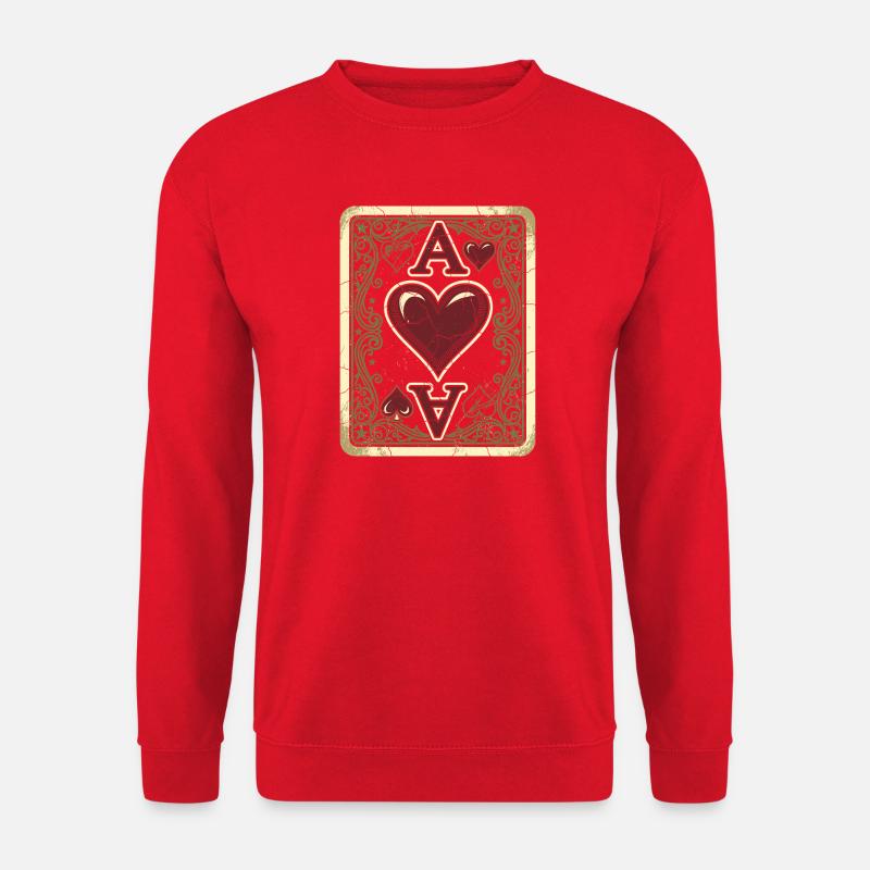 Herz Ass Kartenspiel Kostüm Karneval Fasching - Unisex Pullover - Rot