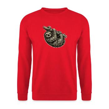 Sloth illustration in vintage style - Unisex Sweatshirt - red - Front - Alina (178cm) & Michal (187cm)