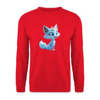 Kleiner Blauer Fuchs mit saphirfarbenem Stirnband - Unisex Pullover - Rot - Vorne - Alina (178cm) & Michal (187cm)