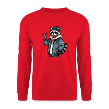Cool raccoon - Unisex Sweatshirt - red - Front - Alina (178cm) & Michal (187cm)