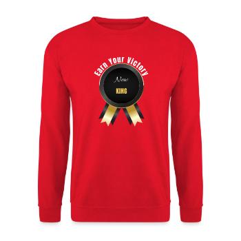 Verdiene deinen Sieg – Champion-Auszeichnung | Motivation Ba - Unisex Pullover - Rot - Vorne - Alina (178cm) & Michal (187cm)