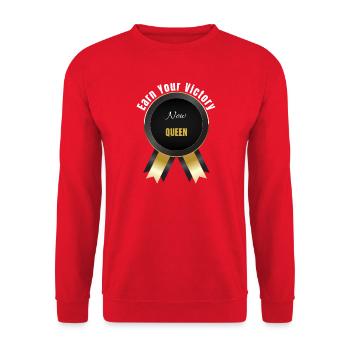 Verdiene deinen Sieg – Champion-Auszeichnung | Motivation Ba - Unisex Pullover - Rot - Vorne - Alina (178cm) & Michal (187cm)