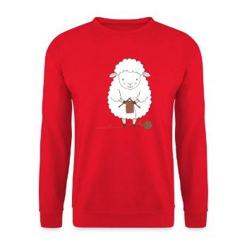 Sheep Knitter Wool and Needles - Unisex Sweatshirt - red - Front - Alina (178cm) & Michal (187cm)