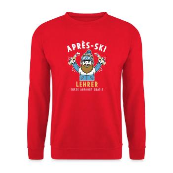 Après-ski instructor – first descent free design - Unisex Sweatshirt - red - Front - Alina (178cm) & Michal (187cm)