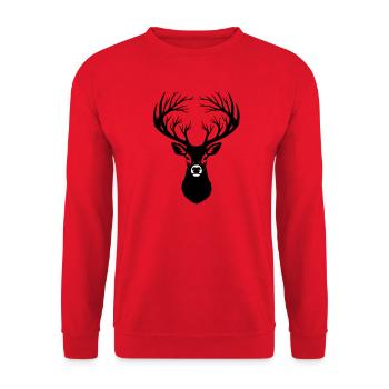 Deer Head Antler Silhouette - Unisex Sweatshirt - red - Front - Alina (178cm) & Michal (187cm)