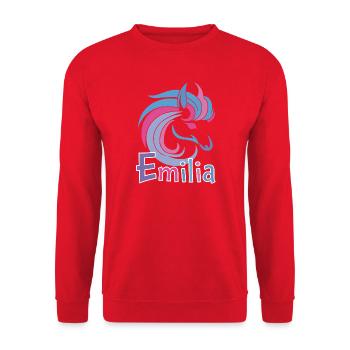 Emilia Pastellpferd Zauber - Unisex Pullover - Rot - Vorne - Alina (178cm) & Michal (187cm)