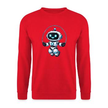 Seilspringen Roboter-Springer - Unisex Pullover - Rot - Vorne - Alina (178cm) & Michal (187cm)