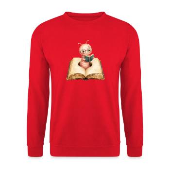 Bücherwurm - Unisex Pullover - Rot - Vorne - Alina (178cm) & Michal (187cm)