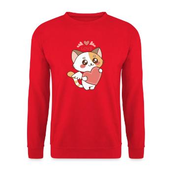 Kitten Angel Heart and Love - Unisex Sweatshirt - red - Front - Alina (178cm) & Michal (187cm)