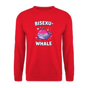 Pride Month LGBTQ – Bisexueller Wal - Unisex Pullover - Rot - Vorne - Alina (178cm) & Michal (187cm)