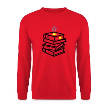 Bücherstapel Stern Fantasy Lesen Buchclub - Unisex Pullover - Rot - Vorne - Alina (178cm) & Michal (187cm)