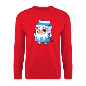 Cow in Milk Carton Cartoon - Unisex Sweatshirt - red - Front - Alina (178cm) & Michal (187cm)