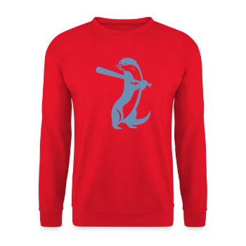 Otter Baseball Silhouette - Unisex Sweatshirt - red - Front - Alina (178cm) & Michal (187cm)