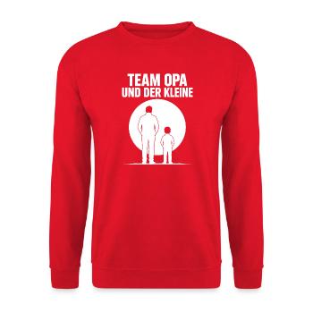 Team Opa und der Kleine – Familien Silhouette Art - Unisex Pullover - Rot - Vorne - Alina (178cm) & Michal (187cm)