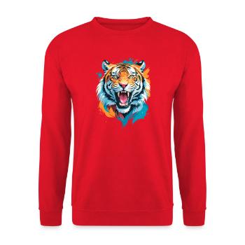 tiger - Unisex Sweatshirt - red - Front - Alina (178cm) & Michal (187cm)