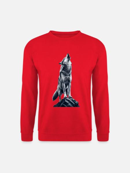 Wolfsruf auf Fels - Unisex Pullover - Rot