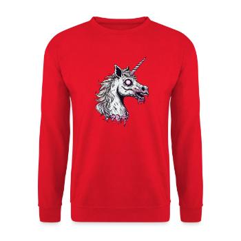 Zombie Einhorn - Unisex Pullover - Rot - Vorne - Alina (178cm) & Michal (187cm)