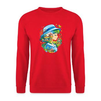  Freizeitpark Jahrmarkt Rummelplatz Anime Dorffest - Unisex Pullover - Rot - Vorne - Alina (178cm) & Michal (187cm)