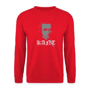 Immanuel Kant Porträt - Unisex Pullover - Rot - Vorne - Alina (178cm) & Michal (187cm)