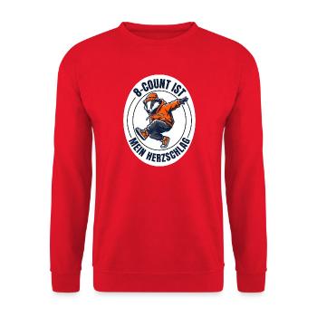 Breakdance B-Boy HipHop 8-Count Shirt - Unisex Pullover - Rot - Vorne - Alina (178cm) & Michal (187cm)