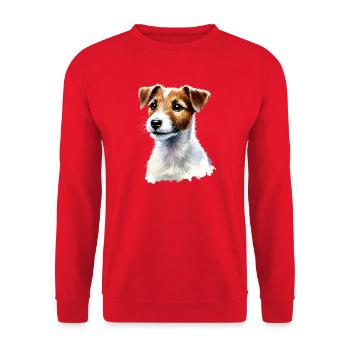 Illustration Jack Russell - Unisex Pullover - Rot - Vorne - Alina (178cm) & Michal (187cm)