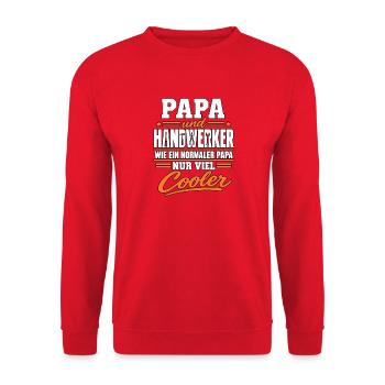 Papa Handwerker – Viel cooler als normal - Unisex Pullover - Rot - Vorne - Alina (178cm) & Michal (187cm)