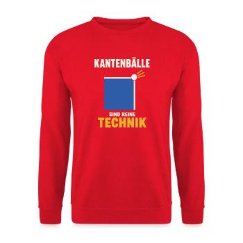 Tischtennis Kantenball Shirt – Minimalistisch - Unisex Pullover - Rot - Vorne - Alina (178cm) & Michal (187cm)