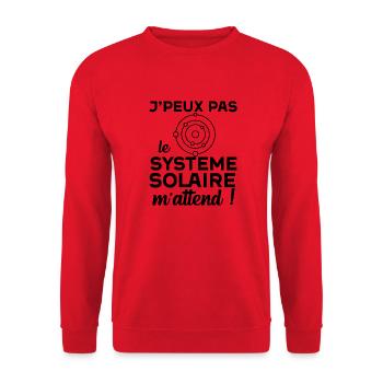 J'peux pas le système solaire m'attend astronomie - Sweat-shirt Unisexe - rouge - Devant - Alina (178cm) & Michal (187cm)