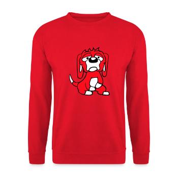 Dog looks unhappy sad shy fear - Unisex Sweatshirt - red - Front - Alina (178cm) & Michal (187cm)