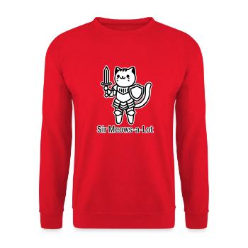Chevalier chat en armure brillante-Sir Miaou beaucoup design - Sweat-shirt Unisexe - rouge - Devant - Alina (178cm) & Michal (187cm)