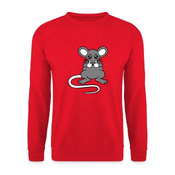 Maus Böse Wütend Frustriert Aggressiv Mittelfinger - Unisex Pullover - Rot - Vorne - Alina (178cm) & Michal (187cm)