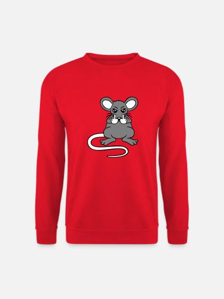 Maus Böse Wütend Frustriert Aggressiv Mittelfinger - Unisex Pullover - Rot