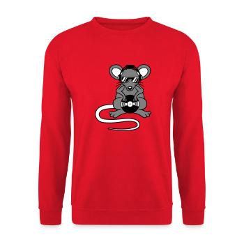 Maus DJ Sonnenbrille Kopfhörer Party Feiern Musik - Unisex Pullover - Rot - Vorne - Alina (178cm) & Michal (187cm)