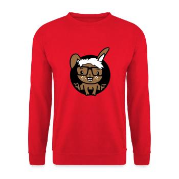 Bunny Nerd Geek Horn-Rimmed Glasses Hole Freak Intelligent - Unisex Sweatshirt - red - Front - Alina (178cm) & Michal (187cm)