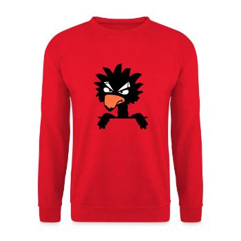 Raven Bird Peeps Evil Cool Funny Comic Humor Fun - Unisex Sweatshirt - red - Front - Alina (178cm) & Michal (187cm)