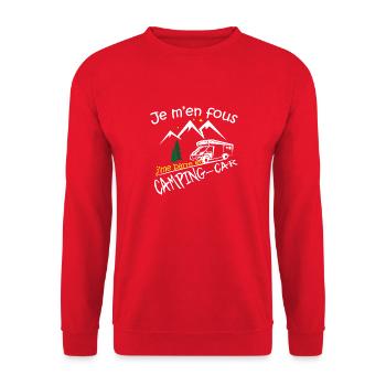 Je m en fou j'me barre en camping car, humour - Sweat-shirt Unisexe - rouge - Devant - Alina (178cm) & Michal (187cm)