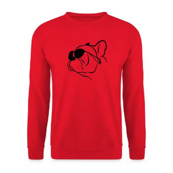 Les lunettes à Bouledogue (G) - Sweat-shirt Unisexe - rouge - Devant - Alina (178cm) & Michal (187cm)
